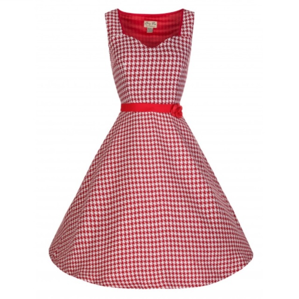 Nancy 1950’s Style Red Houndstooth Knit Dress